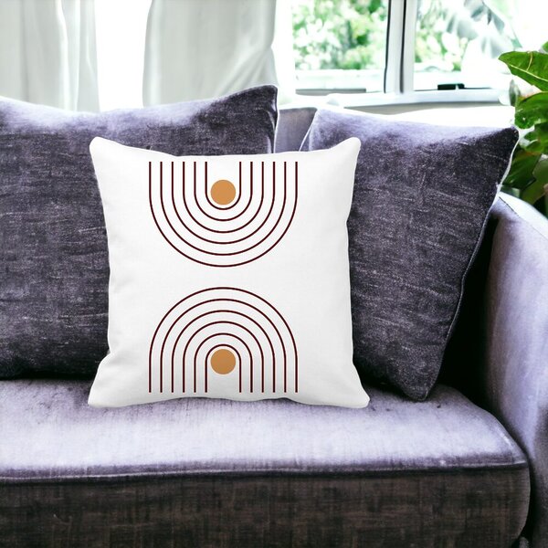 Perna Decorativa, Abstract Lines, 40x40 cm, Alba, Mata, Husa Detasabila, Burduf 14 Abstract Lines