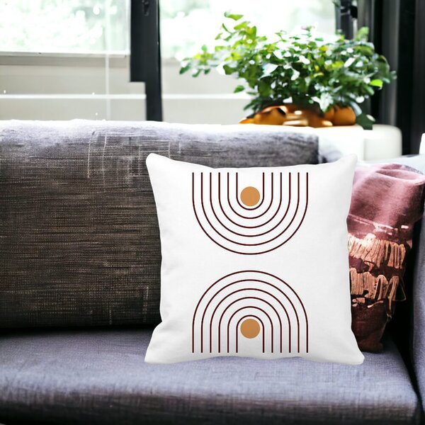 Perna Decorativa, Abstract Lines, 40x40 cm, Alba, Mata, Husa Detasabila, Burduf 16 Alba