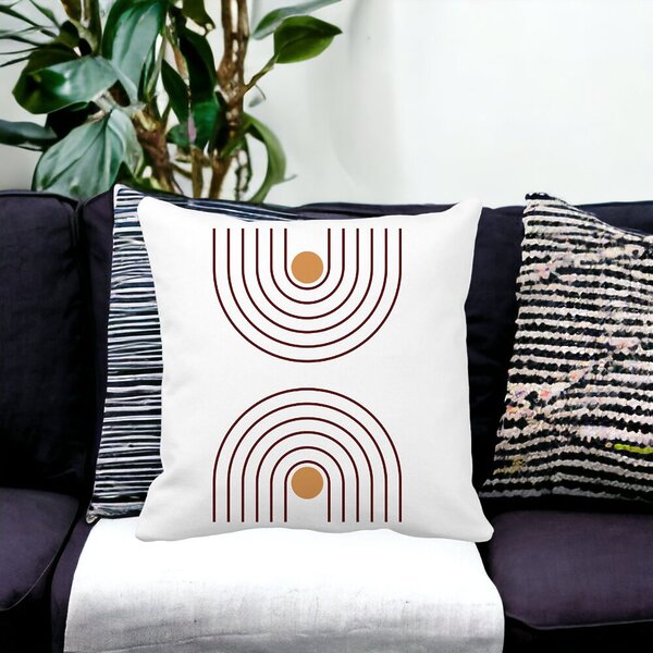 Perna Decorativa, Abstract Lines, 40x40 cm, Alba, Mata, Husa Detasabila, Burduf 17 Mata