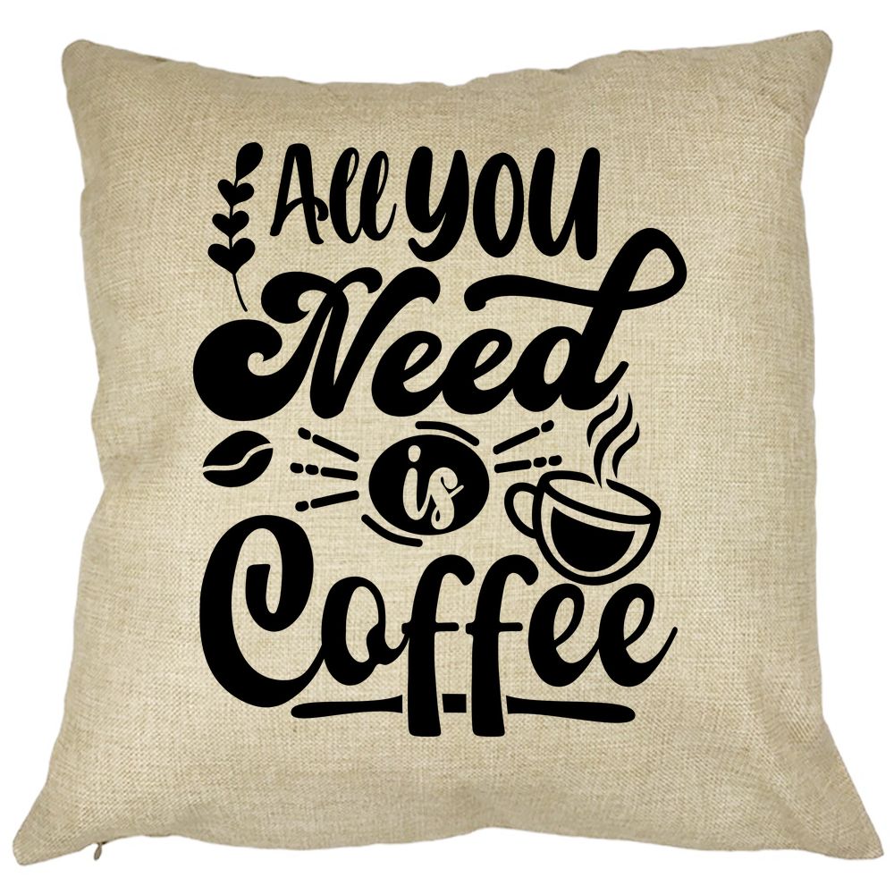 Perna Decorativa, All You Need is Coffee, 40x40 cm, Husa Detasabila, Burduf 11 Perna Decorativa