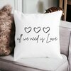 Perna Decorativa, All we need is Love, 40x40 cm, Alba, Mata, Husa Detasabila, Burduf 20 Mata