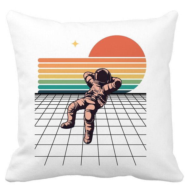 Perna Decorativa, Astronaut To the Moon, 40x40 cm, Alba, Mata, Husa Detasabila, Burduf 11 Perna Decorativa