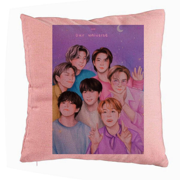 Perna Decorativa BTS Army 2, 40x40 cm, Roz, Husa Detasabila, Burduf 5 Perna Decorativa BTS Army 2