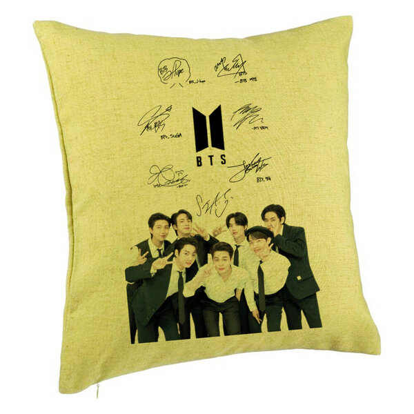 Perna Decorativa BTS Army 3, 40x40 cm, Verde, Husa Detasabila, Burduf 5 Perna Decorativa BTS Army 3