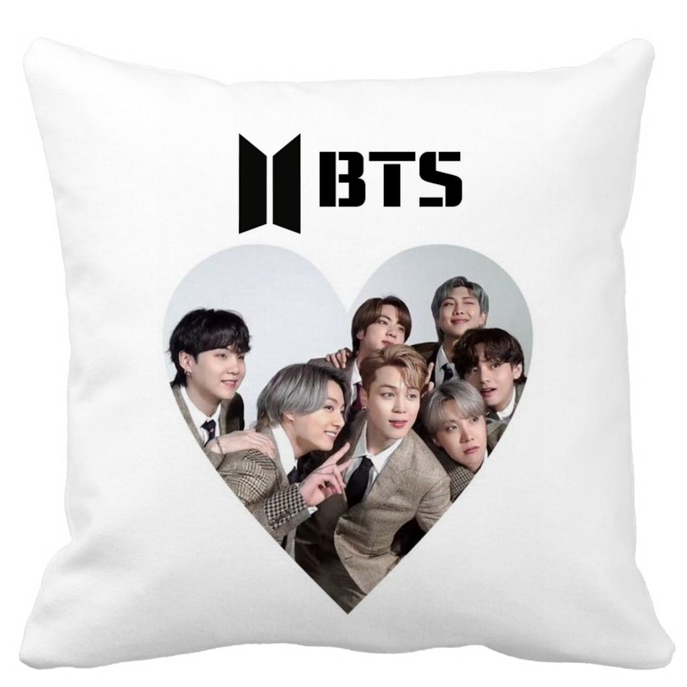 Perna Decorativa BTS Army 4, 40x40 cm, Alba, Mata, Husa Detasabila, Burduf 3 Perna Decorativa BTS Army 4