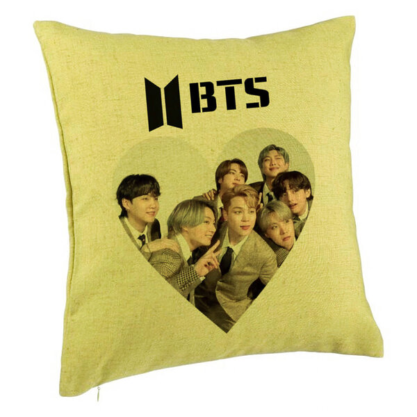 Perna Decorativa BTS Army 4, 40x40 cm, Verde, Husa Detasabila, Burduf 5 Perna Decorativa BTS Army 4
