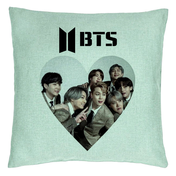 Perna Decorativa BTS Army 4, 40x40 cm, Verde Menta, Husa Detasabila, Burduf 5 Perna Decorativa BTS Army 4