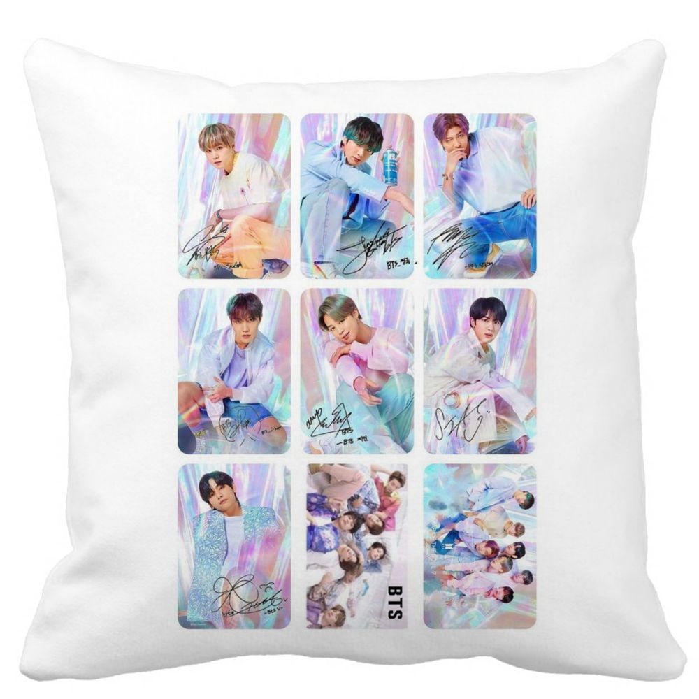 Perna Decorativa BTS Army 5, 40x40 cm, Alba, Mata, Husa Detasabila, Burduf 3 Perna Decorativa BTS Army 5
