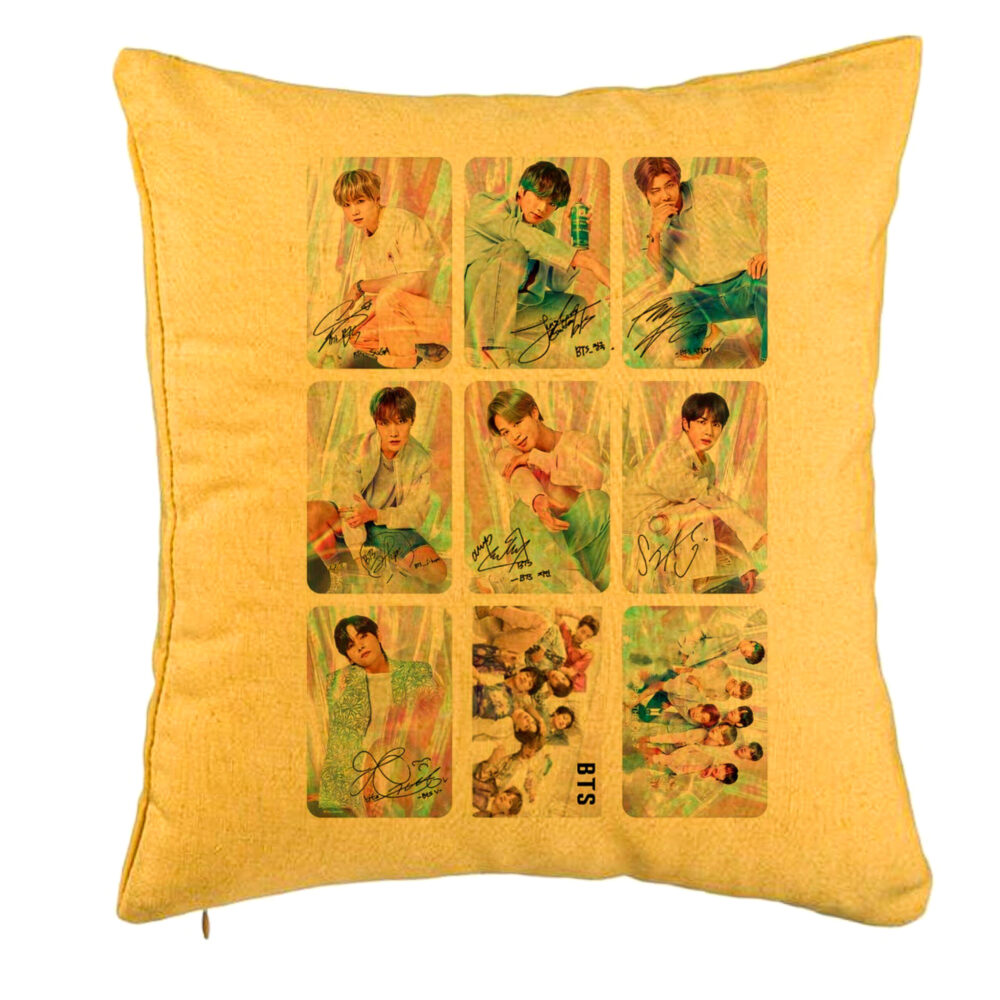 Perna Decorativa BTS Army 5, 40x40 cm, Galben, Husa Detasabila, Burduf 5 Perna Decorativa BTS Army 5