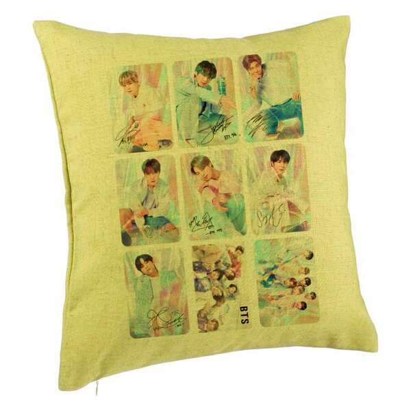 Perna Decorativa BTS Army 5, 40x40 cm, Verde, Husa Detasabila, Burduf 5 Perna Decorativa BTS Army 5