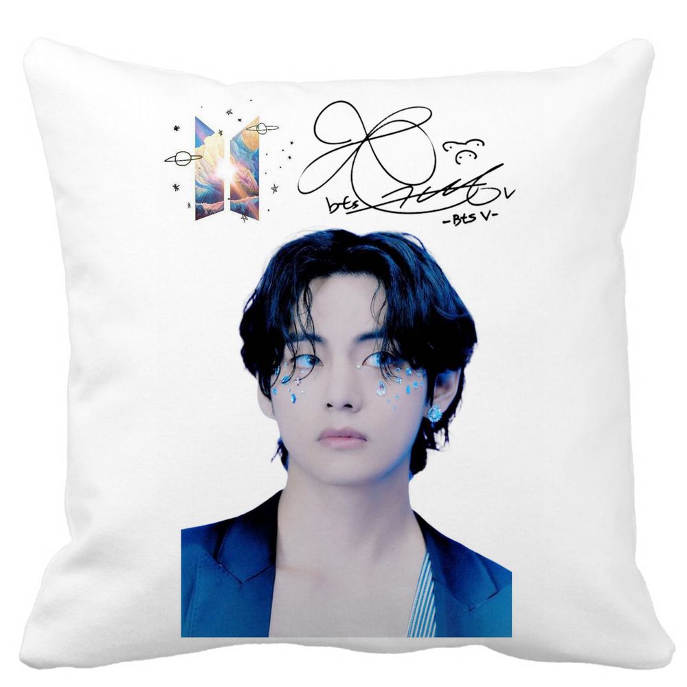 Perna Decorativa BTS Army Colorat, 40x40 cm, Alba, Mata, Husa Detasabila, Burduf 3 Perna Decorativa BTS Army Colorat
