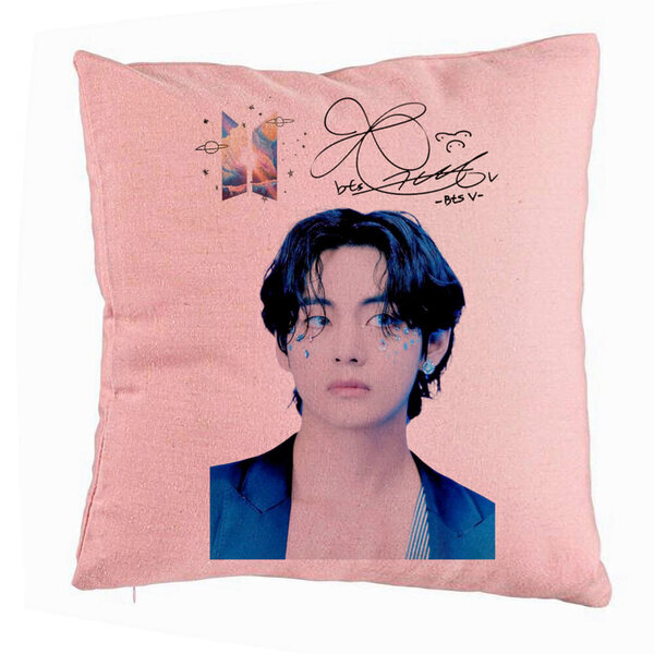 Perna Decorativa BTS Army Colorat, 40x40 cm, Roz, Husa Detasabila, Burduf 5 Perna Decorativa BTS Army Colorat