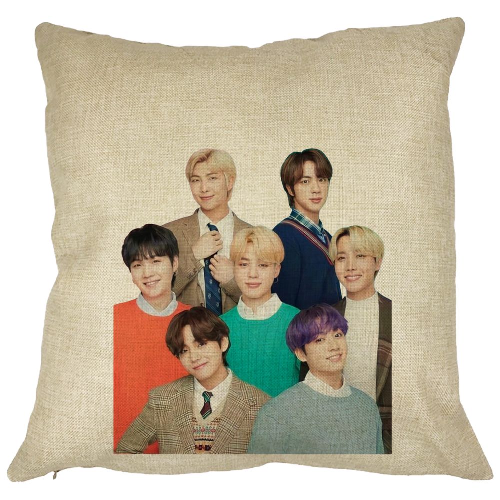 Perna Decorativa BTS Army cu Semnaturi, 40x40 cm, Husa Detasabila, Burduf 11 Perna Decorativa BTS Army cu Semnaturi
