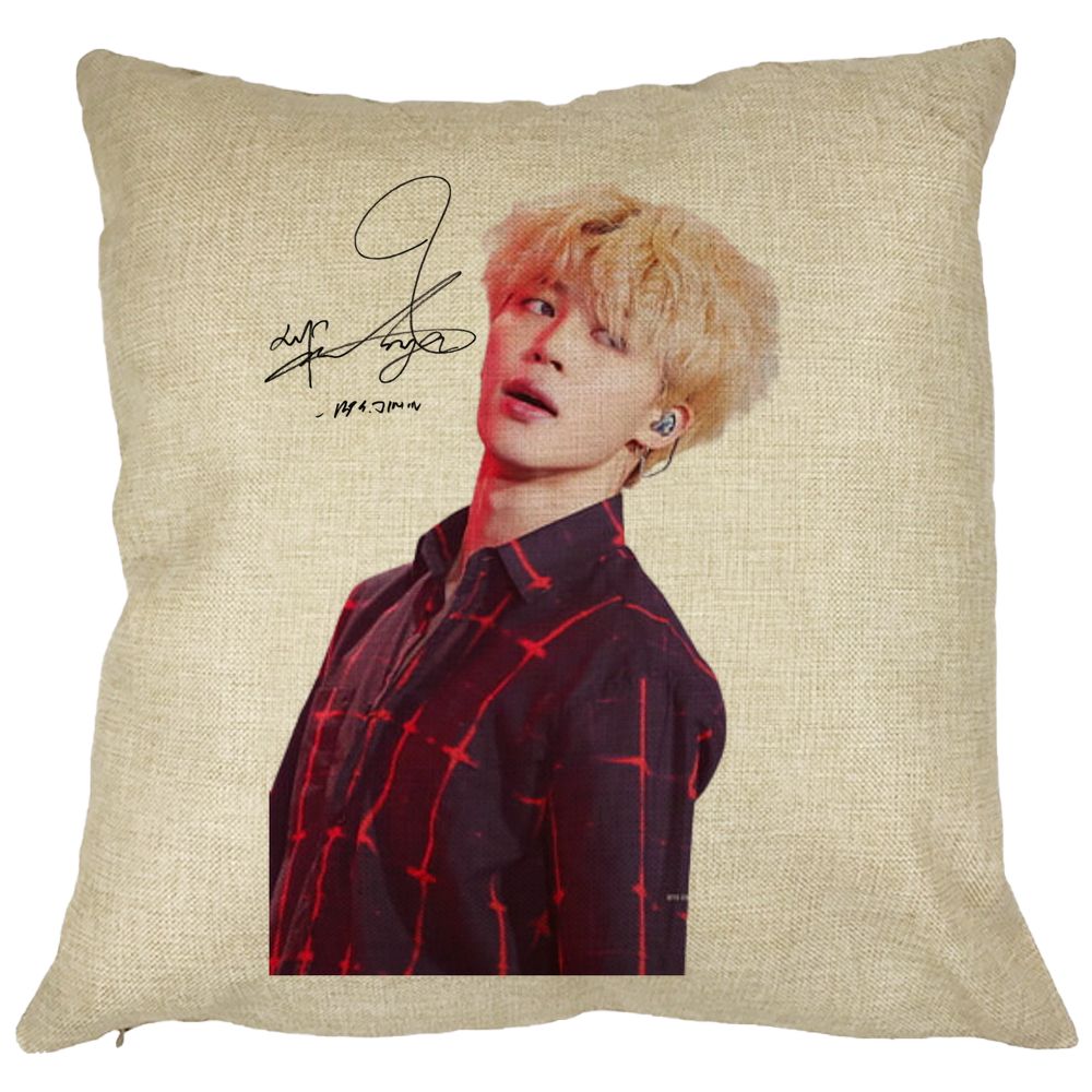 Perna Decorativa BTS Jimin 2, 40x40 cm, Husa Detasabila, Burduf 11 Perna Decorativa BTS Jimin 2