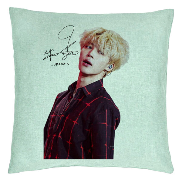Perna Decorativa BTS Jimin 2, 40x40 cm, Verde Menta, Husa Detasabila, Burduf 5 Perna Decorativa BTS Jimin 2