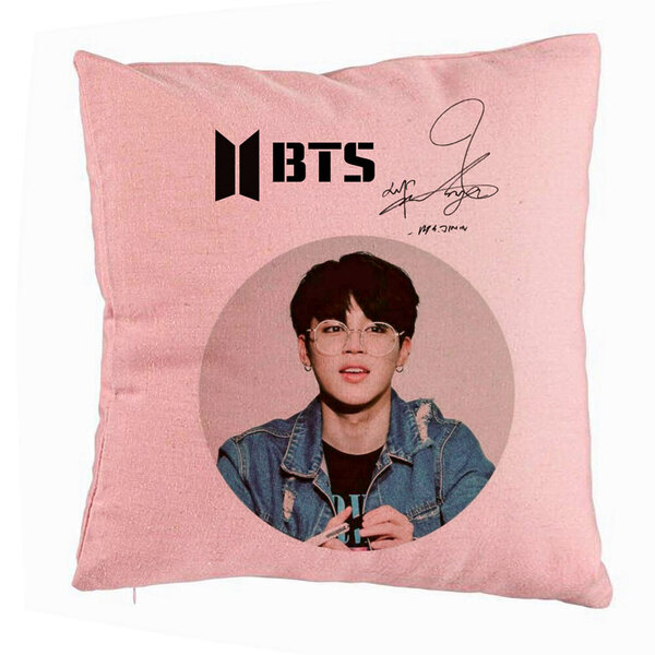 Perna Decorativa BTS Jimin, 40x40 cm, Roz, Husa Detasabila, Burduf 5 Perna Decorativa BTS Jimin