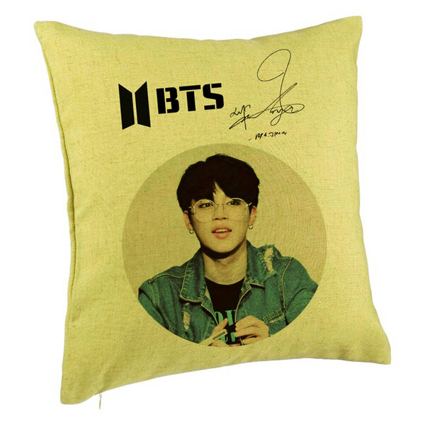 Perna Decorativa BTS Jimin, 40x40 cm, Verde, Husa Detasabila, Burduf 5 Perna Decorativa BTS Jimin