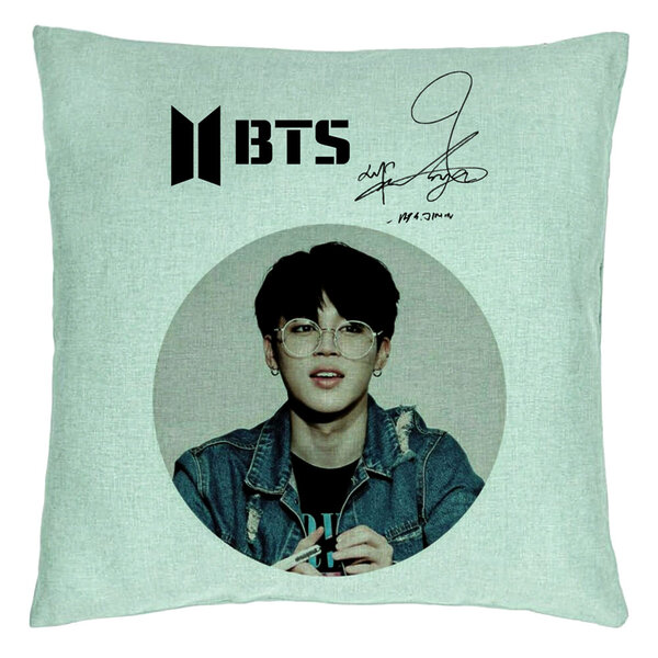 Perna Decorativa BTS Jimin, 40x40 cm, Verde Menta, Husa Detasabila, Burduf 5 Perna Decorativa BTS Jimin