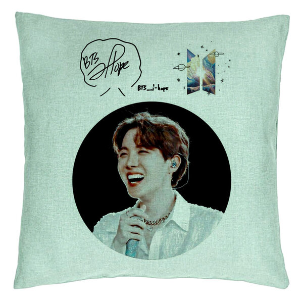 Perna Decorativa BTS Jin, 40x40 cm, Verde Menta, Husa Detasabila, Burduf 5 Perna Decorativa BTS Jin