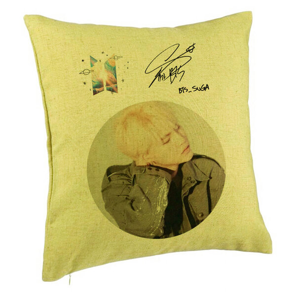 Perna Decorativa BTS Jungkook, 40x40 cm, Verde, Husa Detasabila, Burduf 5 Perna Decorativa BTS Jungkook