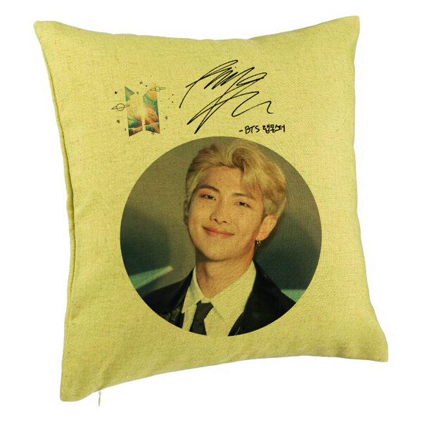 Perna Decorativa BTS Kim, 40x40 cm, Verde, Husa Detasabila, Burduf 5 Perna Decorativa BTS Kim