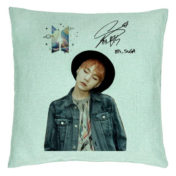 Perna Decorativa BTS Suga 2, 40x40 cm, Verde Menta, Husa Detasabila, Burduf 5 Perna Decorativa BTS Suga 2