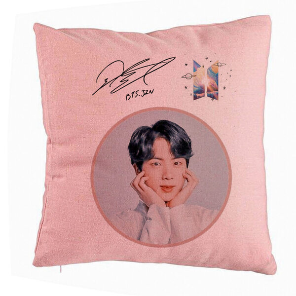 Perna Decorativa BTS Suga, 40x40 cm, Roz, Husa Detasabila, Burduf 5 Perna Decorativa BTS Suga