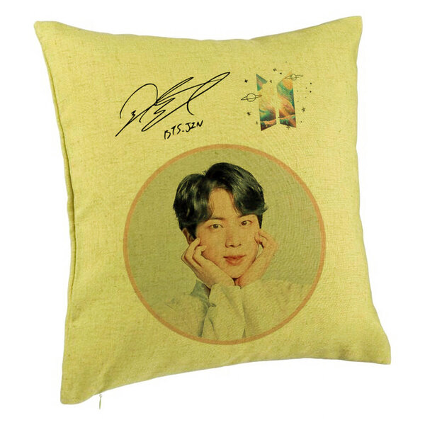 Perna Decorativa BTS Suga, 40x40 cm, Verde, Husa Detasabila, Burduf 5 Perna Decorativa BTS Suga