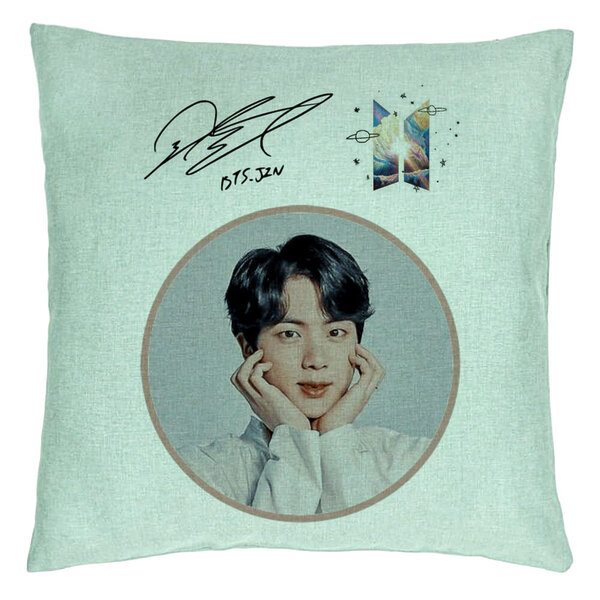 Perna Decorativa BTS Suga, 40x40 cm, Verde Menta, Husa Detasabila, Burduf 5 Perna Decorativa BTS Suga