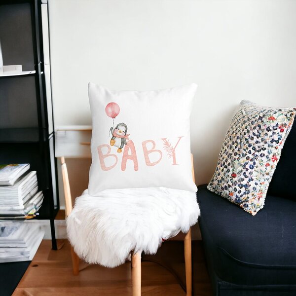 Perna Decorativa, Baby, 40x40 cm, Alba, Mata, Husa Detasabila, Burduf 14 Baby