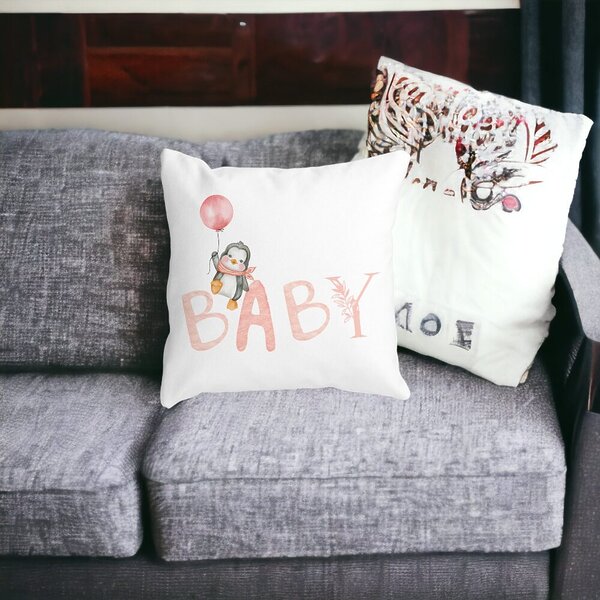 Perna Decorativa, Baby, 40x40 cm, Alba, Mata, Husa Detasabila, Burduf 15 40x40 cm