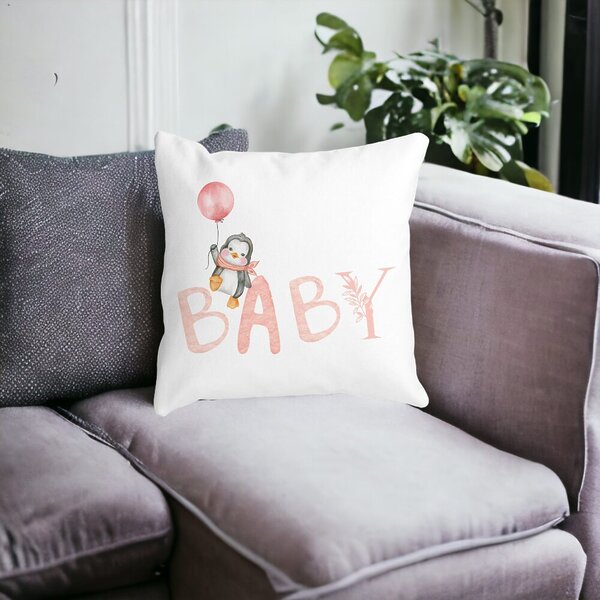 Perna Decorativa, Baby, 40x40 cm, Alba, Mata, Husa Detasabila, Burduf 16 Alba