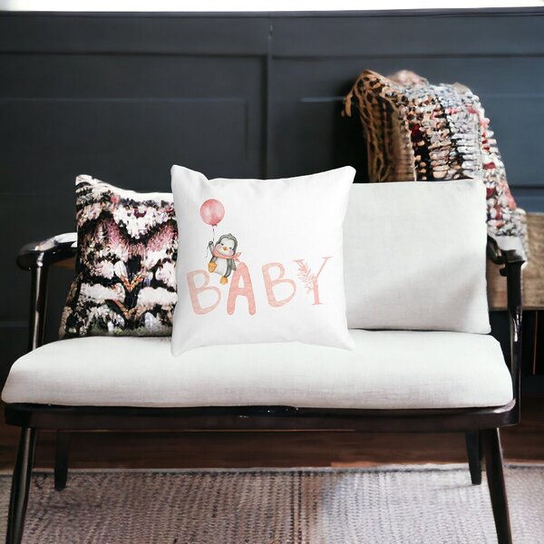 Perna Decorativa, Baby, 40x40 cm, Alba, Mata, Husa Detasabila, Burduf 18 Husa Detasabila