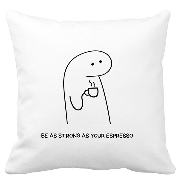 Perna Decorativa, Be As Strong As Your Espresso, 40x40 cm, Alba, Mata, Husa Detasabila, Burduf 11 Perna Decorativa