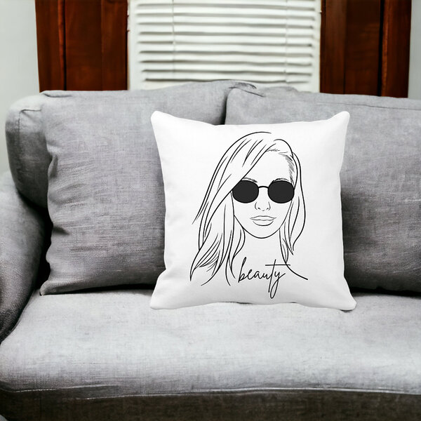 Perna Decorativa, Beauty life, 40x40 cm, Alba, Mata, Husa Detasabila, Burduf 14 Beauty life