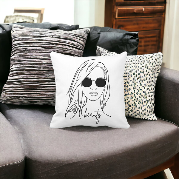 Perna Decorativa, Beauty life, 40x40 cm, Alba, Mata, Husa Detasabila, Burduf 17 Mata