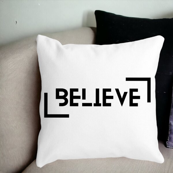 Perna Decorativa, Believe, 40x40 cm, Alba, Mata, Husa Detasabila, Burduf 13 40x40 cm