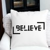 Perna Decorativa, Believe, 40x40 cm, Alba, Mata, Husa Detasabila, Burduf 19 Alba