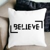 Perna Decorativa, Believe, 40x40 cm, Alba, Mata, Husa Detasabila, Burduf 20 Mata