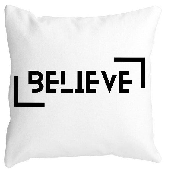 Perna Decorativa, Believe, 40x40 cm, Alba, Mata, Husa Detasabila, Burduf 11 Perna Decorativa