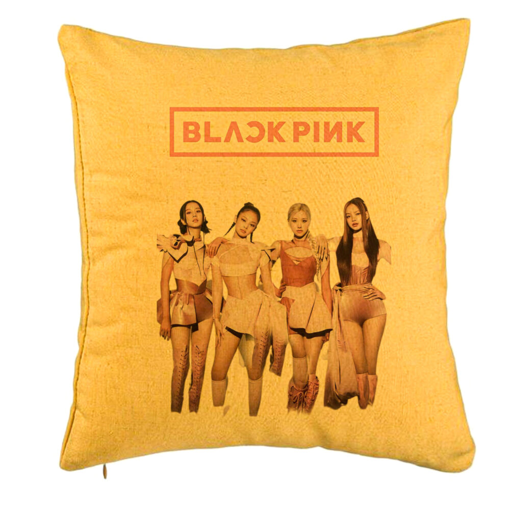 Perna Decorativa BlackPink, Model 1, 40x40 cm, Galben, Husa Detasabila, Burduf 5 Perna Decorativa BlackPink