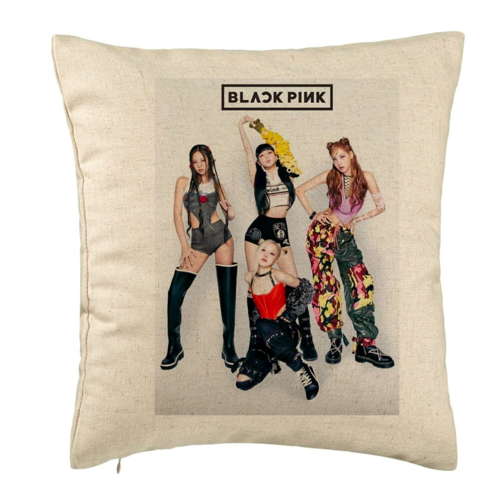 Perna Decorativa BlackPink, Model 2, 40x40 cm, Bej, Husa Detasabila, Burduf 5 Perna Decorativa BlackPink