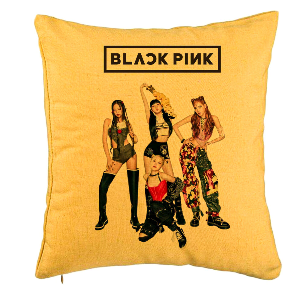 Perna Decorativa BlackPink, Model 3, 40x40 cm, Galben, Husa Detasabila, Burduf 5 Perna Decorativa BlackPink