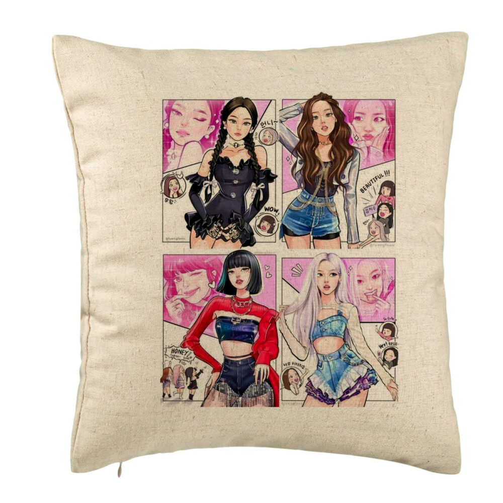 Perna Decorativa BlackPink, Model 5, 40x40 cm, Bej, Husa Detasabila, Burduf 5 Perna Decorativa BlackPink