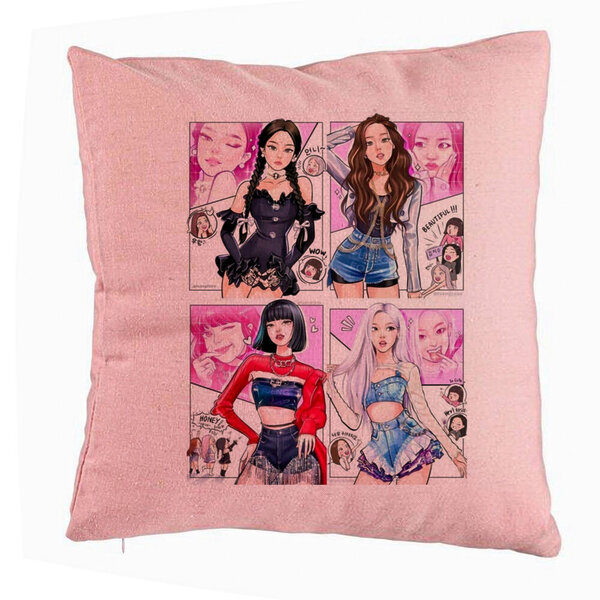 Perna Decorativa BlackPink, Model 5, 40x40 cm, Roz, Husa Detasabila, Burduf 5 Perna Decorativa BlackPink