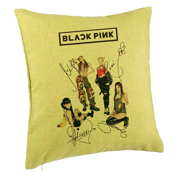 Perna Decorativa BlackPink cu Semnaturi, Model 1, 40x40 cm, Verde, Husa Detasabila, Burduf 5 Perna Decorativa BlackPink cu Semnaturi