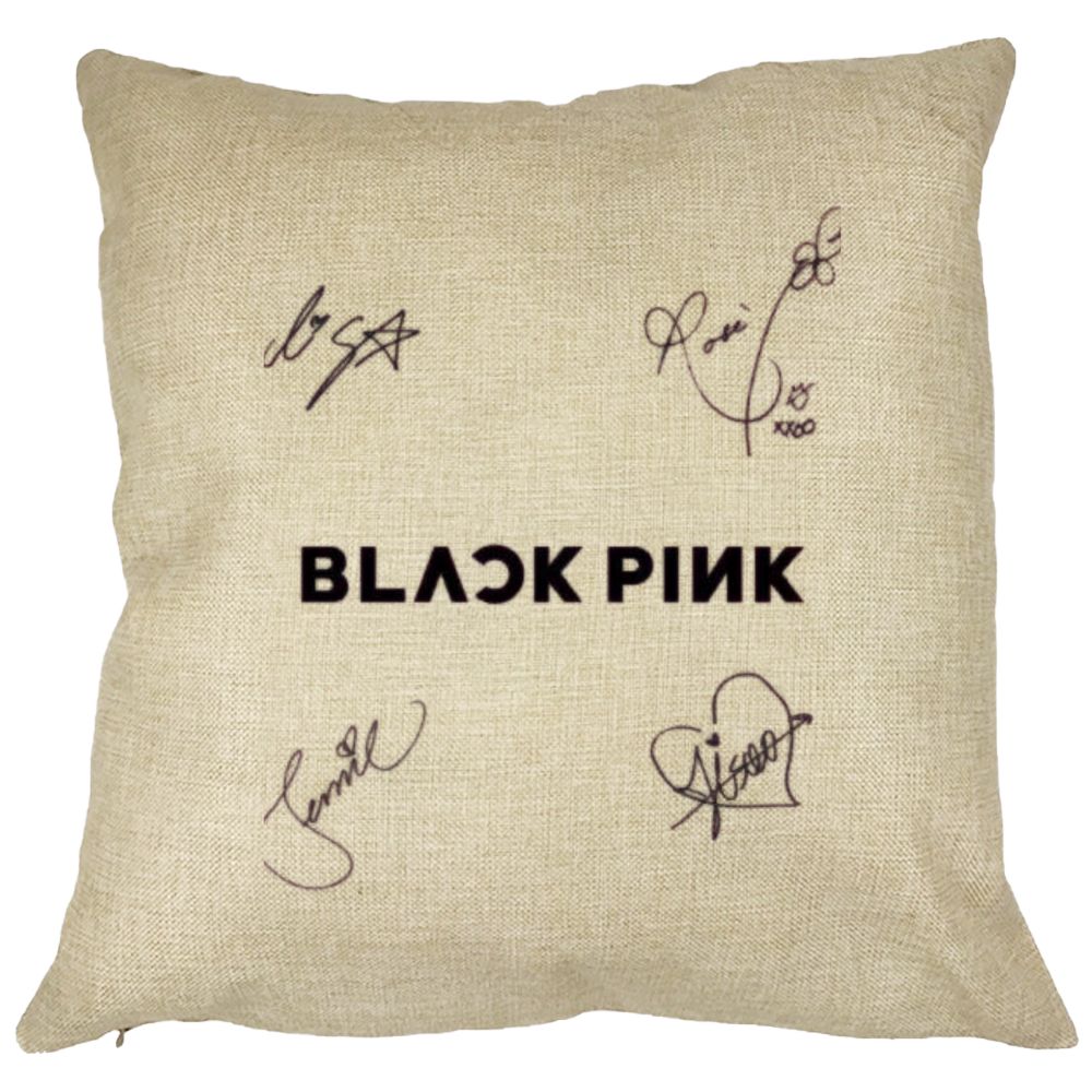 Perna Decorativa BlackPink cu Semnaturi, Model 2, 40x40 cm, Husa Detasabila, Burduf 11 Perna Decorativa BlackPink cu Semnaturi
