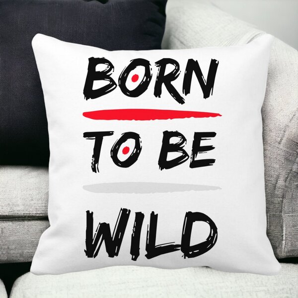 Perna Decorativa, Born to Be Wild, 40x40 cm, Alba, Mata, Husa Detasabila, Burduf 12 Born to Be Wild