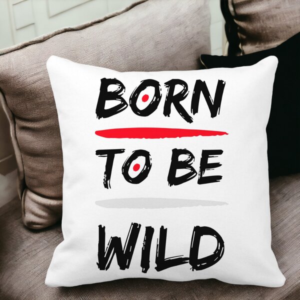 Perna Decorativa, Born to Be Wild, 40x40 cm, Alba, Mata, Husa Detasabila, Burduf 13 40x40 cm