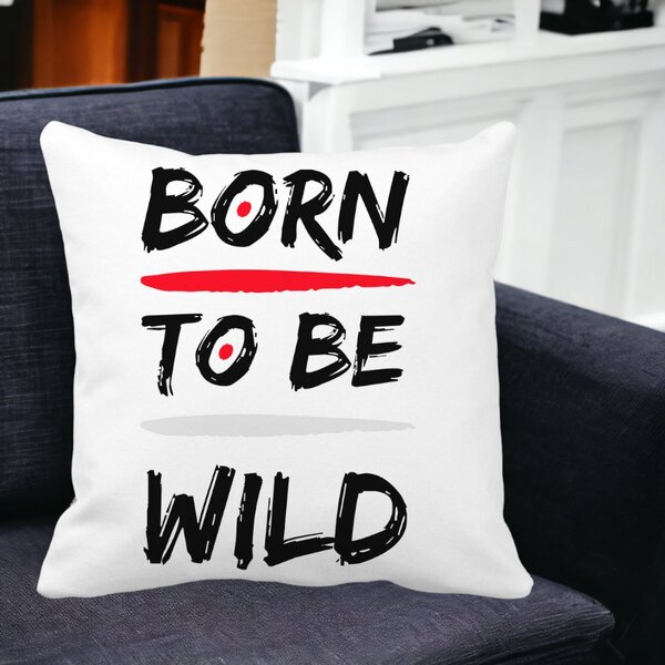Perna Decorativa, Born to Be Wild, 40x40 cm, Alba, Mata, Husa Detasabila, Burduf 14 Alba